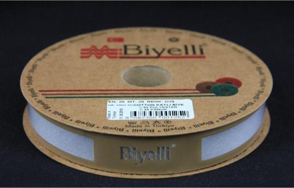 Biye Koton Katlı D29 Gri 2 cm 25 Metre %65 Koton %35 Polyester - Image 1