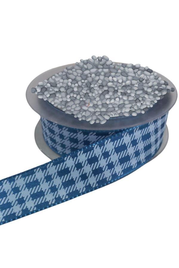 Tafta Ekoseli Kurdele 25 mm İndigo 1 Metre - Image 1