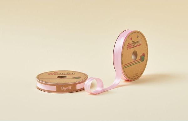 Biye Saten Katlı 007 Pembe 2 cm 25 Metre %100 Polyester - Image 1