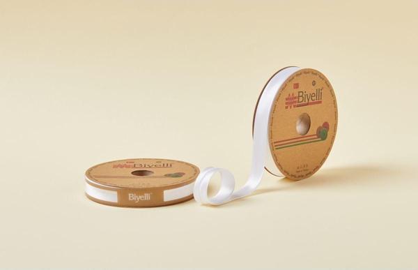 Biye Saten Katlı 041 Kırık Beyaz 2 cm 25 Metre %100 Polyester - Image 1