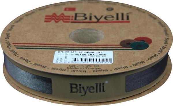 Biye Saten Katlı 043 Haki 2 cm 25 Metre %100 Polyester - Image 1