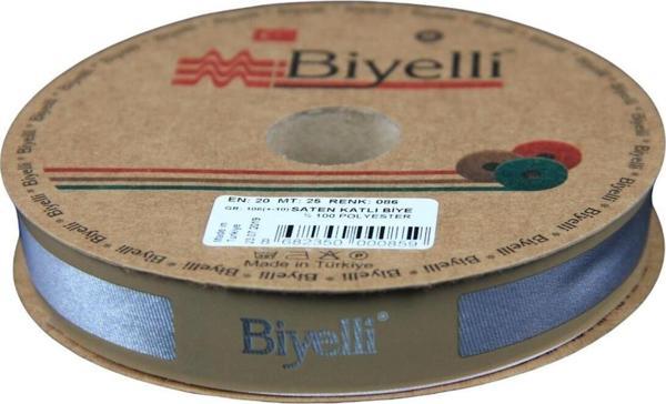 Biye Saten Katlı 086 Gri 2 cm 25 Metre %100 Polyester - Image 1