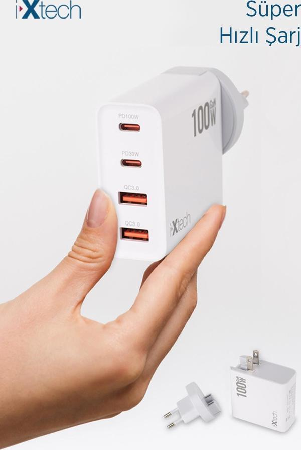 İxtech 100W PD+QC 3.0 Süper Hızlı Portatif Başlıklı Adaptör - Image 1