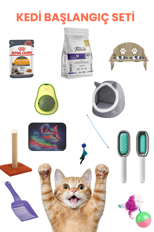 Kedi Başlangıç Paketi, 11 Parça Kedi Köpek Bakım Seti,Kedi Köpek Çoklu Set  - Image 1