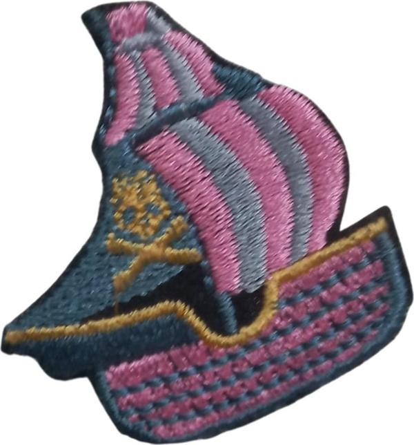 Aplike Ütü İle Yapışan Yelkenli Pembe Arma 4x3 cm - Image 1