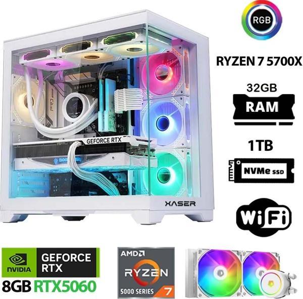 Xaser Sword X60 Ryzen 7 5700X 32GB Ram 1TB M.2 NVMe SSD 8GB RTX5060 Sıvı Soğutmalı Oyuncu Bilgisayarı - Image 1