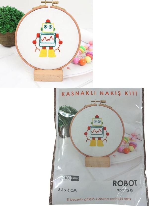 Nakış Kitleri Kasnaklı 8.6 X 6 cm Robot - Image 1