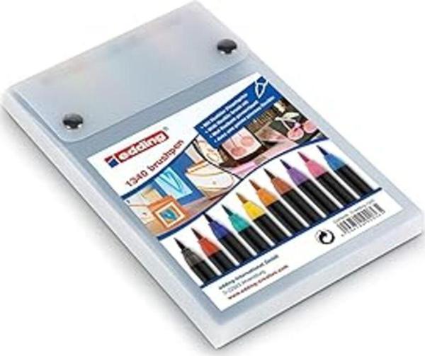 Edding 1340 Fırça Uçlu Keçeli Kalem - 10'Lu Set - Renkli, Parlak, Narin Renkler - Esnek Fırça Ucu - Image 1