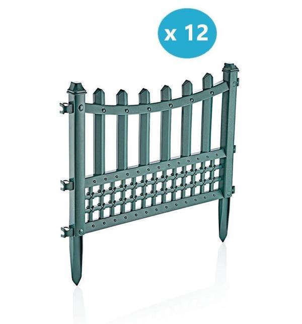 Omnipazar SY-5998 Elite Plastik Dekoratif Bahçe Çiti 12'li Set 60x55 cm Yeşil  - Image 1