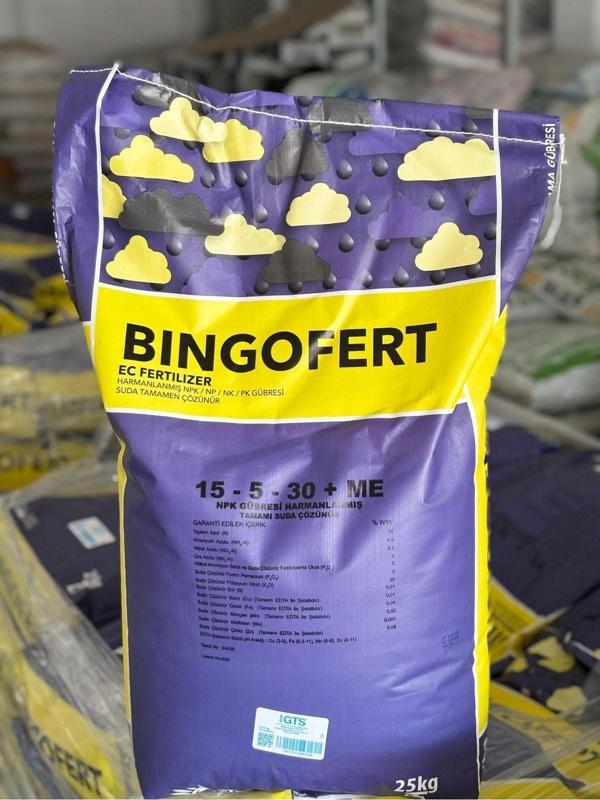 2000 Tarım Bingofert 15-5-30 + Me Klorsuz Npk Damlama Gübresi – 25 Kg - Image 1