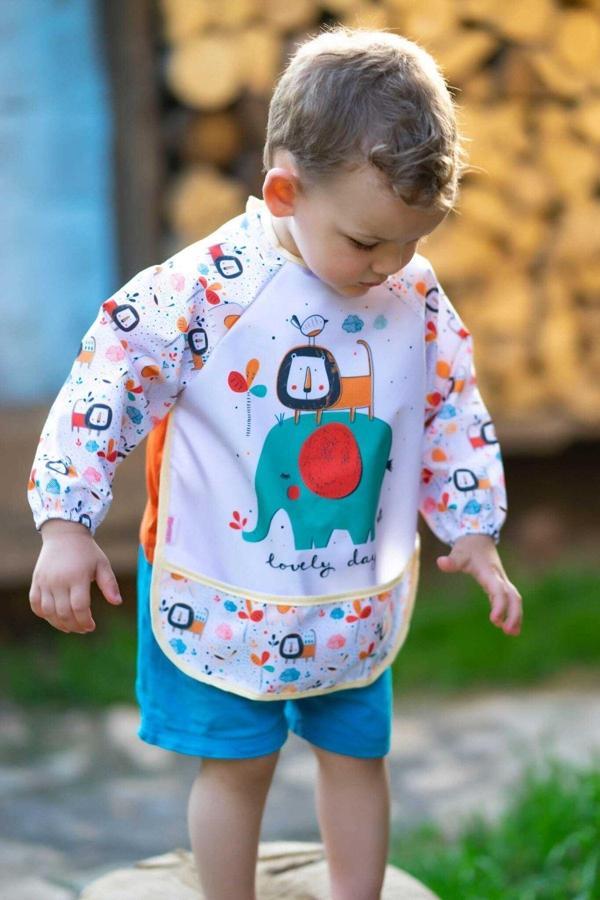 Zoo Unisex Kollu Faliyet Mama Önlüğü 0/36 Ay Sıvı Geçirmez - Image 1
