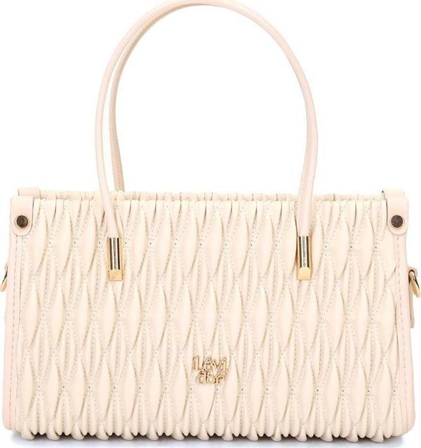 Levidor 930515 Kabartmalı Baklava Desen Kadın El Çantası Krem - Image 1