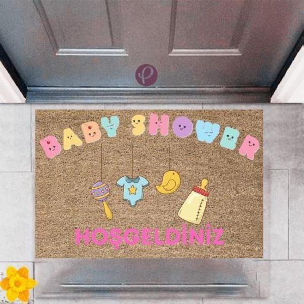 Kapı Önü Paspası Dekoratif Dijital Baskı Baby Shower P-2486 - Image 1