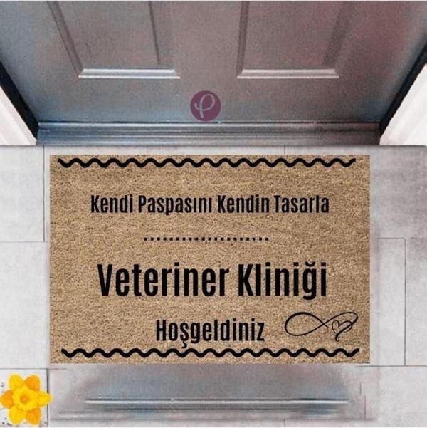 Kapı Önü Paspası Dekoratif Dijital Baskı Veteriner Kliniği P-2540 - Image 1