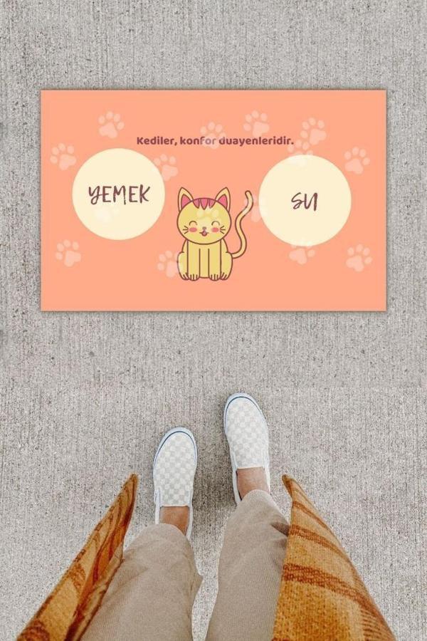 Dijital Baskı Dekoratif Kedi Yavruağzı Kapı Önü Paspası K-1212 - Image 1