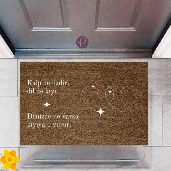Kapı Önü Paspası Dekoratif Dijital Baskı Çift Kalp P-2467 - Image 1