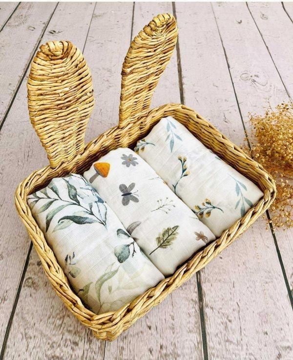 3 Adet 110x110 Çok Amaçlı Müslin Bezi Örtü Battaniye - Image 1