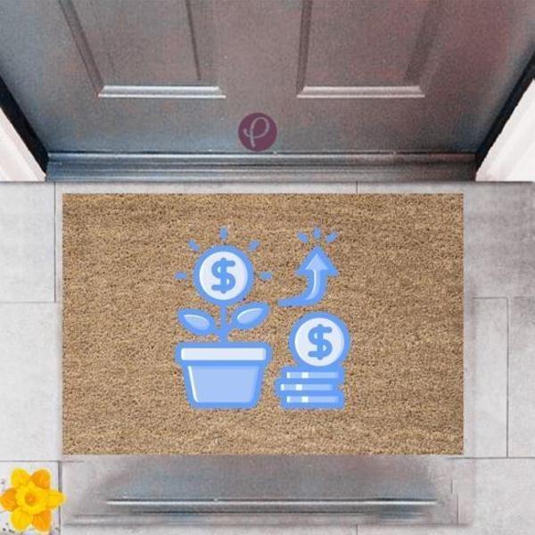 Kapı Önü Paspası Dekoratif Dijital Baskı Dolar Saksı P-2410 - Image 1