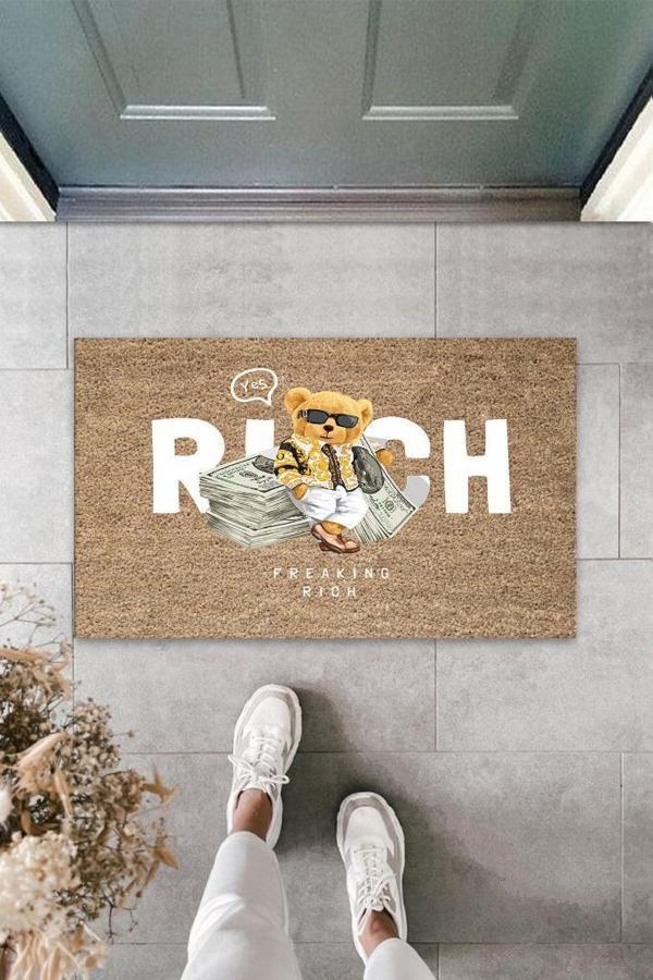 Bej Kapı Önü Paspası Rich Ayıcık Desen  K-3348 - Image 1
