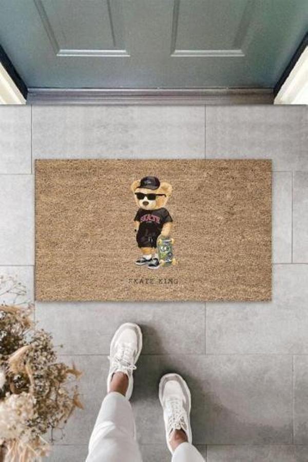 Bej Kapı Önü Paspası Skate King Ayıcık Desen  K-3313 - Image 1