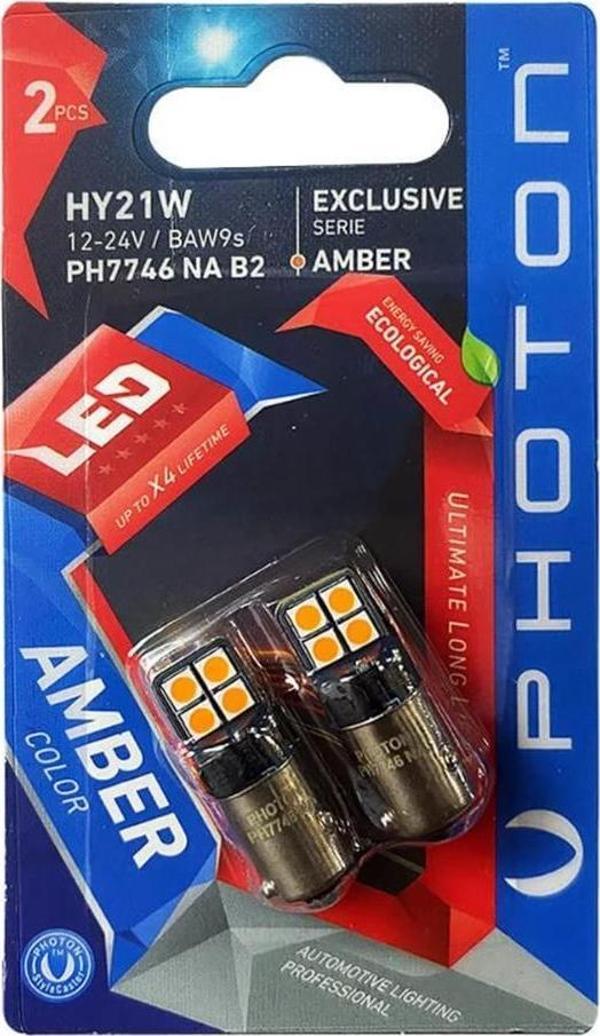 Photon H21W 12V EXCLUSIVE AMBER CANBUS LED (2Lİ BLİSTER) PH7746 NA B2 - Image 1