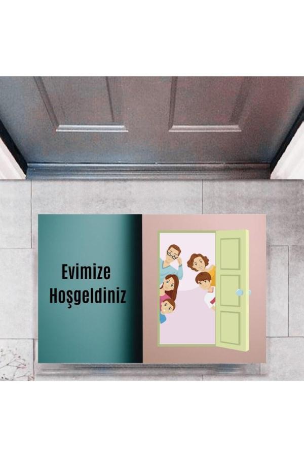 Kapı Önü Paspası Dekoratif Dijital Baskı Evimize Hoşgeldiniz P-2335 - Image 1