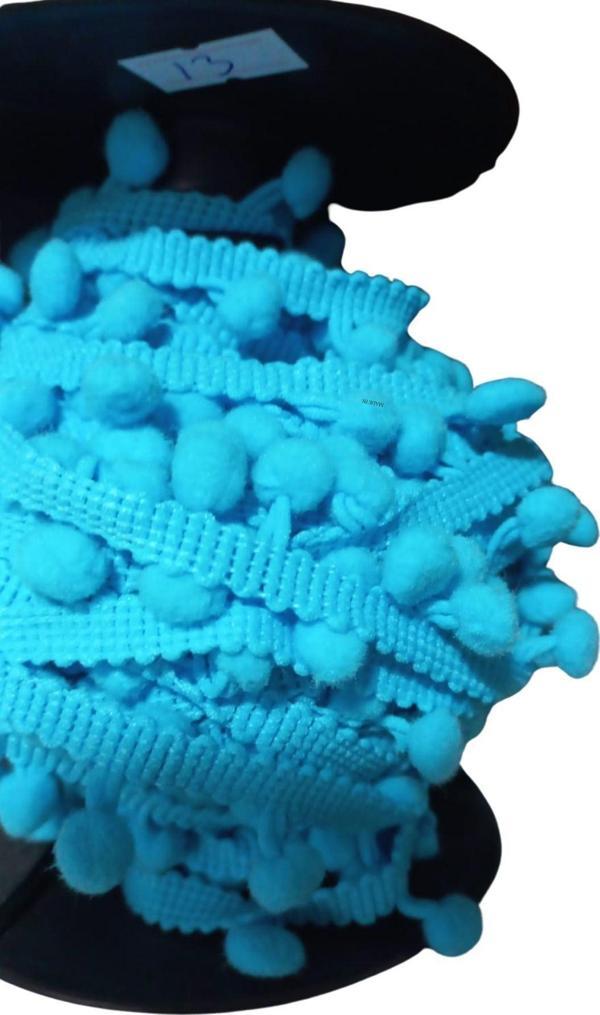Sıralı Ponpon 1 Metre Bebe Mavisi - Image 1