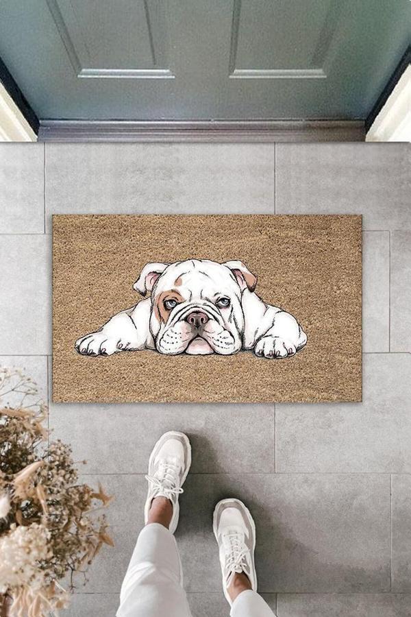Dekoratif Dijital Baskı Bej Köpek Dış Mekan Paspas K-3005 - Image 1
