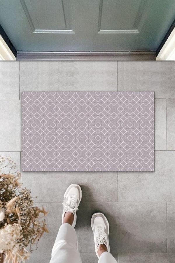 Dekoratif Dijital Baskı Gri Motif Dış Mekan Paspas K-2094 - Image 1