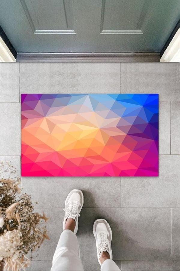 Pembe-Mavi Kapı Önü Paspası Yıldız Desen  K-3215 - Image 1