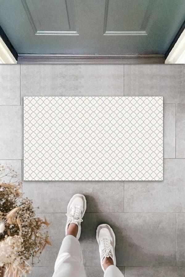 Dekoratif Dijital Baskı Krem Motif Dış Mekan Paspas K-2091 - Image 1
