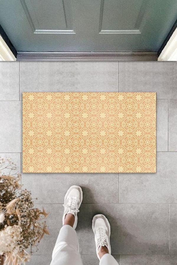 Dekoratif Dijital Baskı Pudra Daire Motif Dış Mekan Paspas K-2090 - Image 1