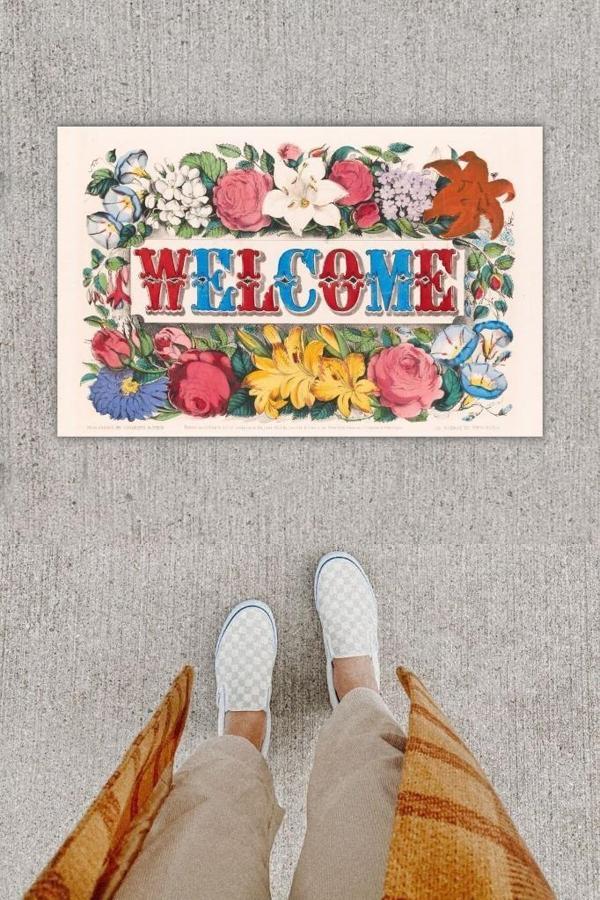 Dijital Baskı Dekoratif Welcome Renkli Kapı Önü Paspası K-1249 - Image 1