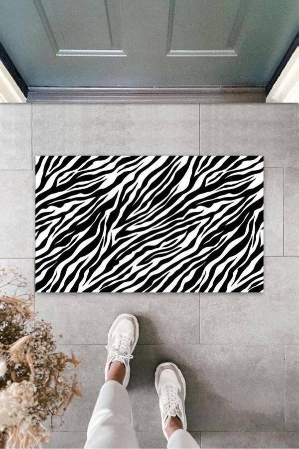 Siyah Kapı Önü Paspası Zebra Desen  K-3253 - Image 1