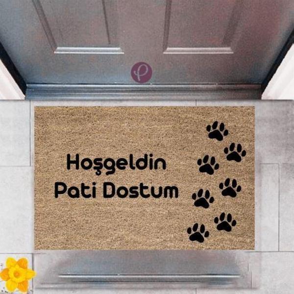 Kapı Önü Paspası Dekoratif Dijital Baskı Hoşgeldin Pati Dostum P-2421 - Image 1