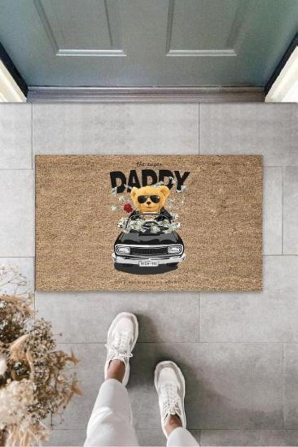 Dekoratif Dijital The Sugar Daddy Ayıcık Bej Kapı Paspası Dış Mekan Paspas K-3174 - Image 1
