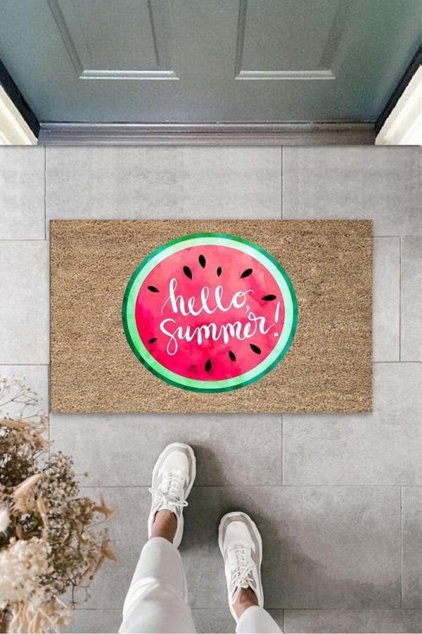Kahverengi Kapı Önü Paspası Yuvarlak Karpuz Desen  K-3268 - Image 1