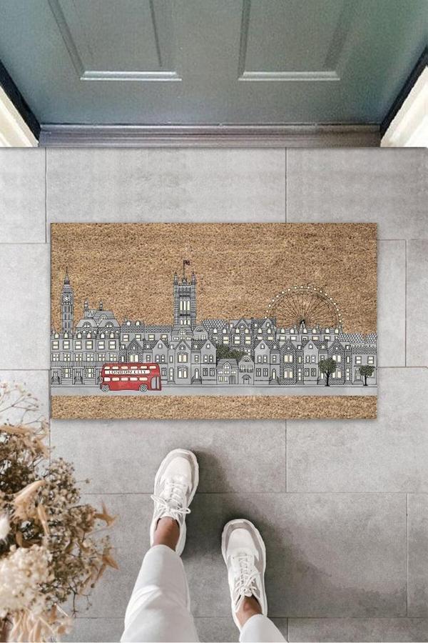 Dijital Baskı Bej London City Paspas K-3152 - Image 1