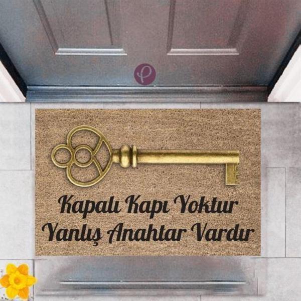Kapı Önü Paspası Dekoratif Dijital Baskı Anahtar P-2391 - Image 1