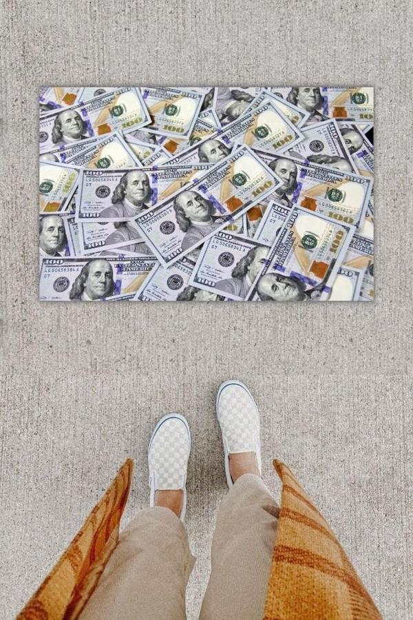 Dijital Baskı Dekoratif Dolar Çok Renkli Kapı Önü Paspası K-1242 - Image 1