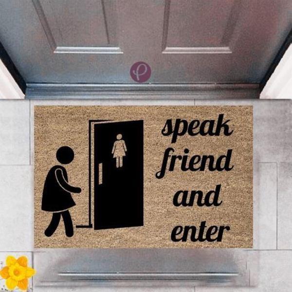 Kapı Önü Paspası Dekoratif Dijital Baskı Speak Friend and Enter P-2365 - Image 1