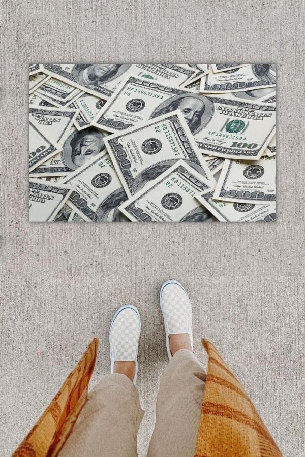 Dijital Baskı Dekoratif Dolar Renkli Kapı Önü Paspası K-1241 - Image 1