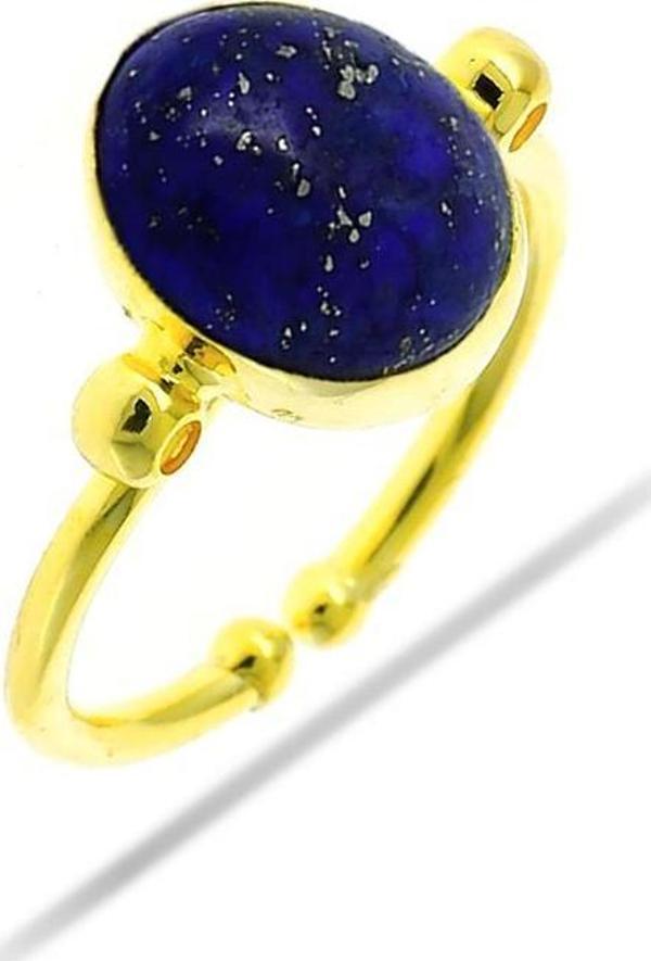Lapis Lazuli Altın Yaldızlı Gümüş Elişi Yüzük 3076 - Image 1