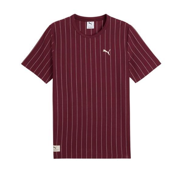 688220-96 Puma Class Striped Tee Erkek T-Shirt Bordo - Image 1
