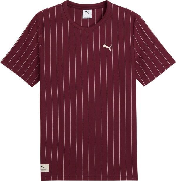 688220-96 Puma Class Striped Tee Erkek T-Shirt Bordo - Image 1