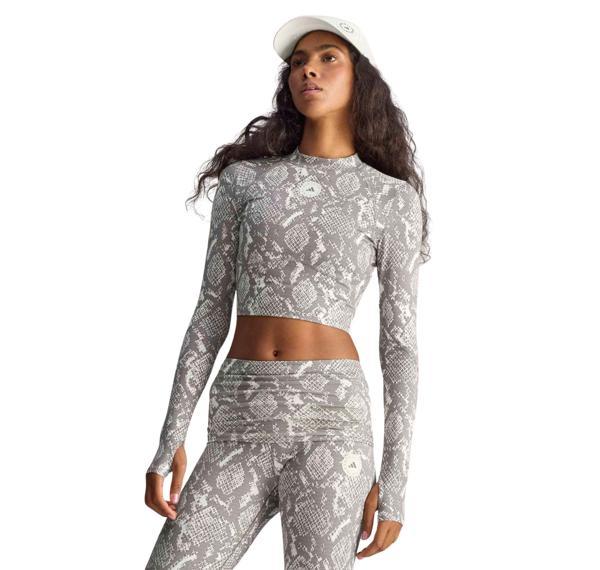 JM8478-K adidas By Stella Mccartney Training Longsleeve Crop Kadın T-Shirt Gri - Image 1