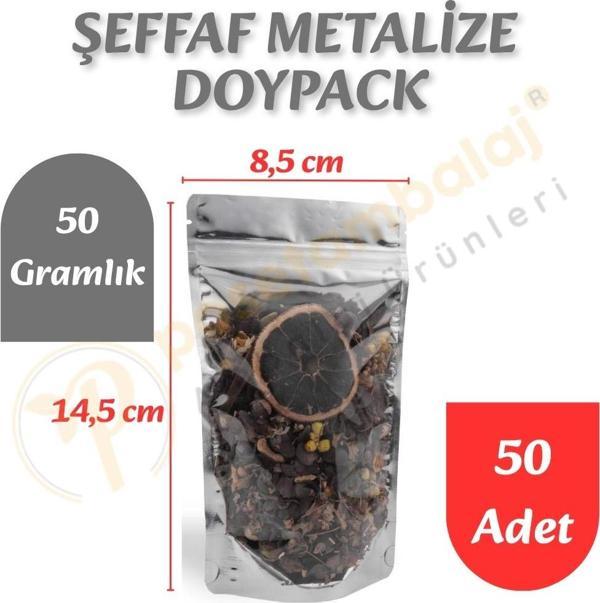 Şeffaf Metalize Doypack 8,5x14,5x5 cm (50 Adet) - Image 1