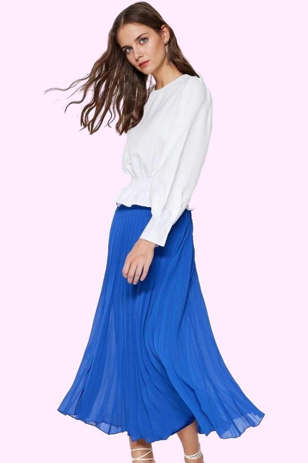 Kadın Maxi Kloş Pileli Etek Polyester Günlük Şıklık Özel Günler Yaz Aylarının Vazgeçilmezi - Image 1