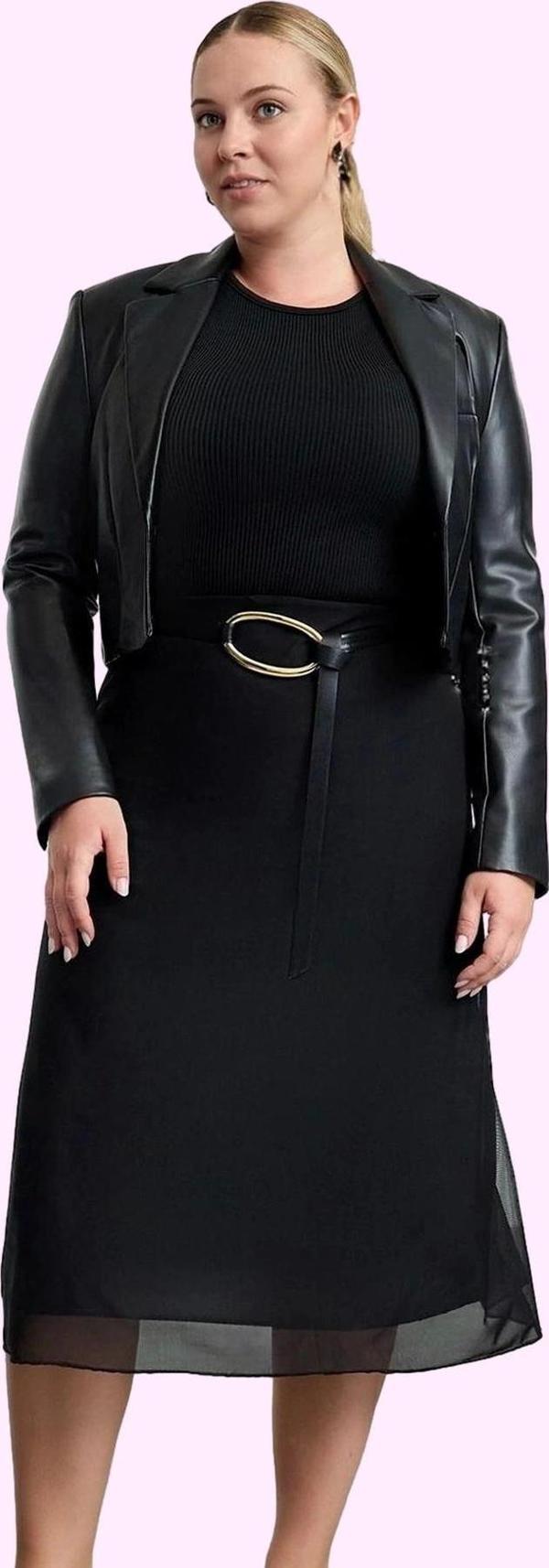 Kadın Büyük Beden A Line Leopar Desenli Midi Etek Günlük Şıklık Yaz Aylarının Vazgeçilmezi - Image 1