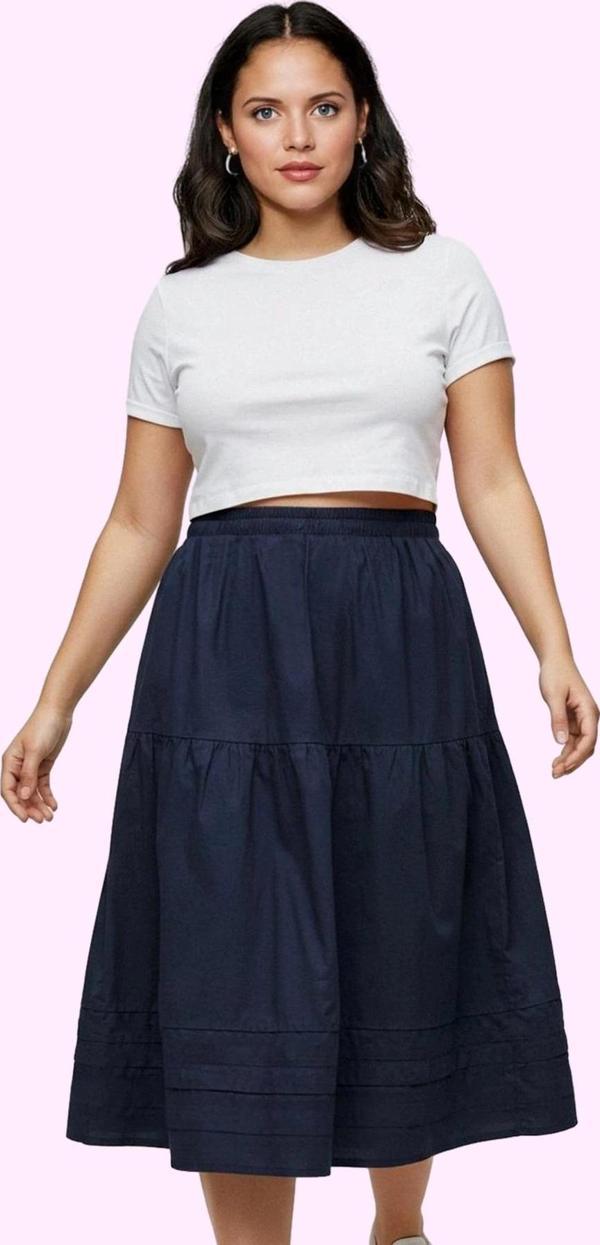 Kadın A Line Midi Dokuma Etek Düz Desen Günlük Kombinler Hafta Sonu Yaz Aylarının Vazgeçilmezi - Image 1